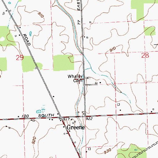 Topographic Map of Whaley Cemetery, IN