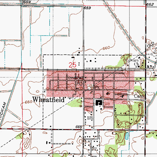 Topographic Map of Wheatfield, IN