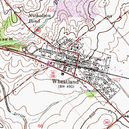 Topographic Map of Wheatland, IN