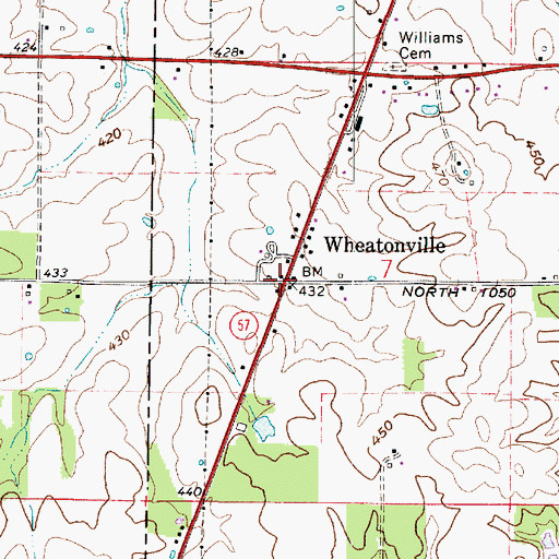 Topographic Map of Wheatonville, IN