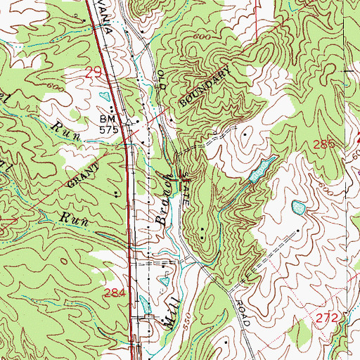 Topographic Map of Wheel Run, IN