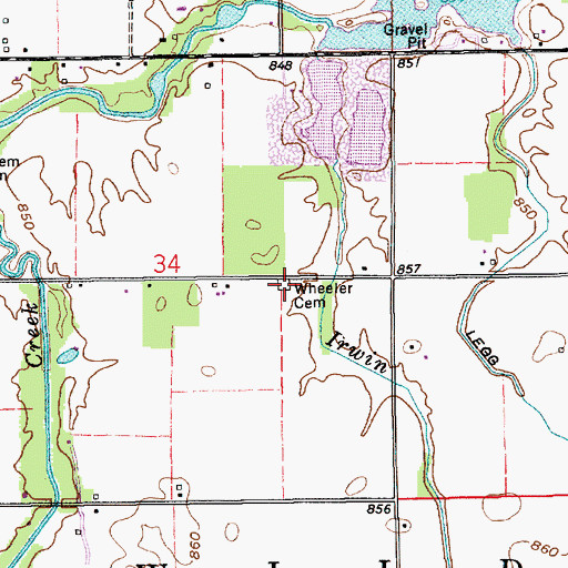 Topographic Map of Wheeler Cemetery, IN