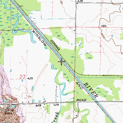 Topographic Map of Wheeler Creek, IN