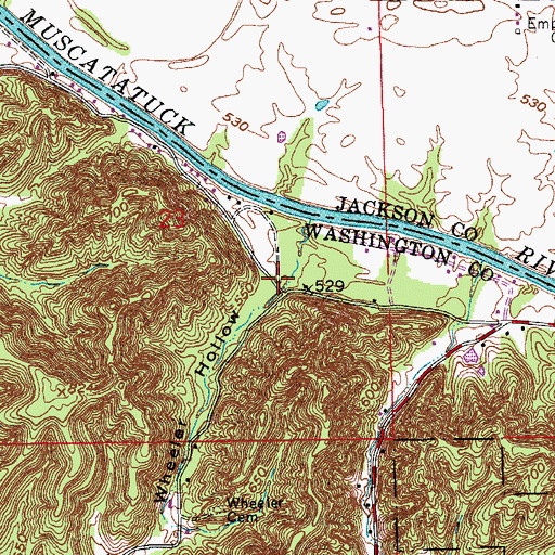 Topographic Map of Wheeler Hollow, IN