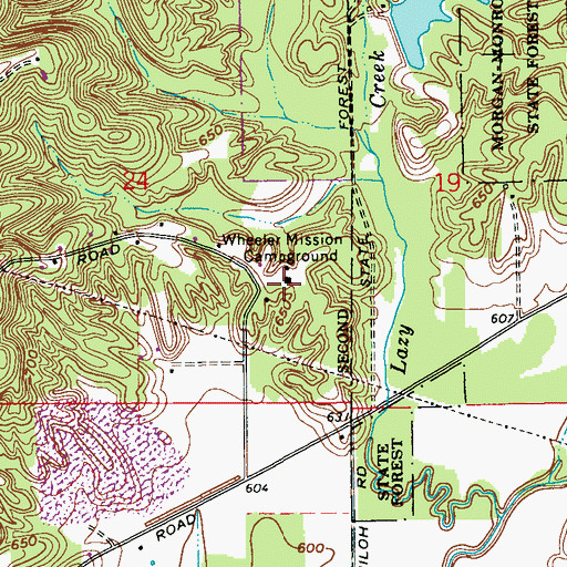 Topographic Map of Wheeler Mission Campground, IN