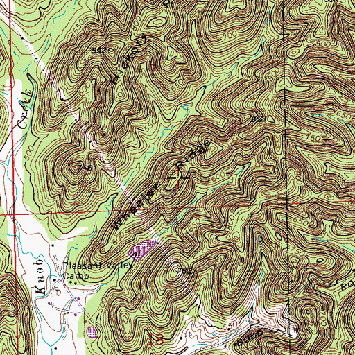 Topographic Map of Wheeler Ridge, IN