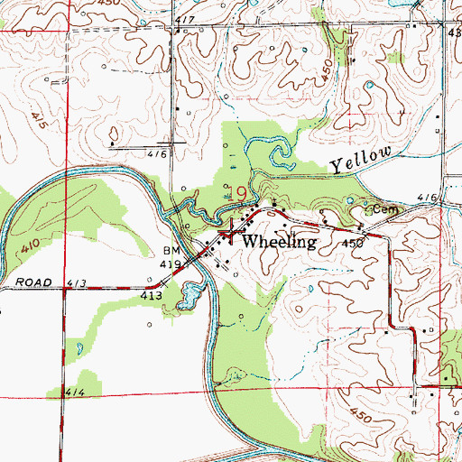 Topographic Map of Wheeling, IN
