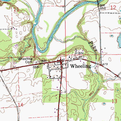 Topographic Map of Wheeling, IN