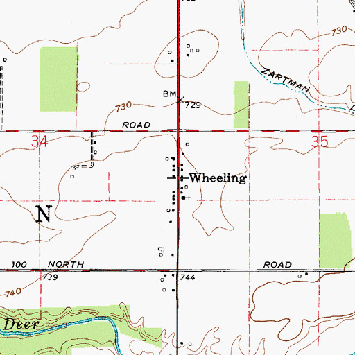 Topographic Map of Wheeling, IN