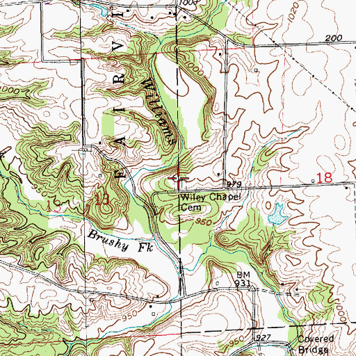 Topographic Map of Wiley Chapel Cemetery, IN