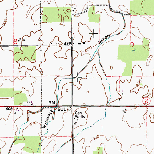 Topographic Map of Whipple Ditch, IN