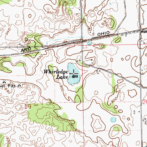 Topographic Map of Whirledge Lake, IN