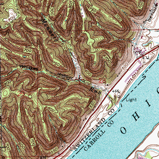 Topographic Map of Whiskey Hollow, IN