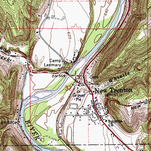Topographic Map of Whistle Creek, IN