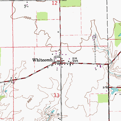 Topographic Map of Whitcomb, IN