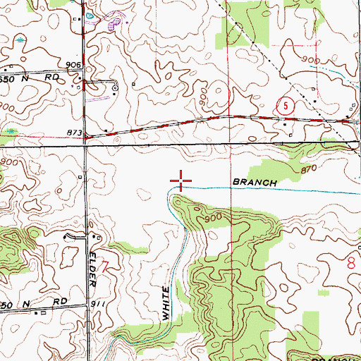 Topographic Map of White Branch, IN