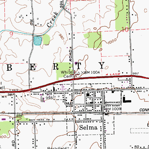 Topographic Map of White Cemetery, IN
