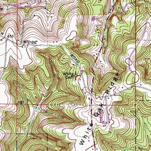 Topographic Map of White Cemetery, IN