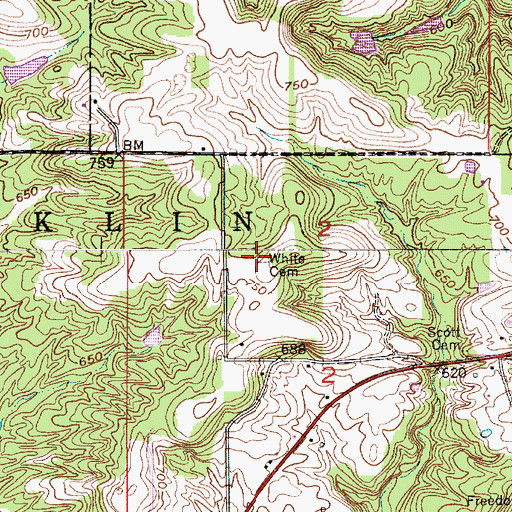 Topographic Map of White Cemetery, IN