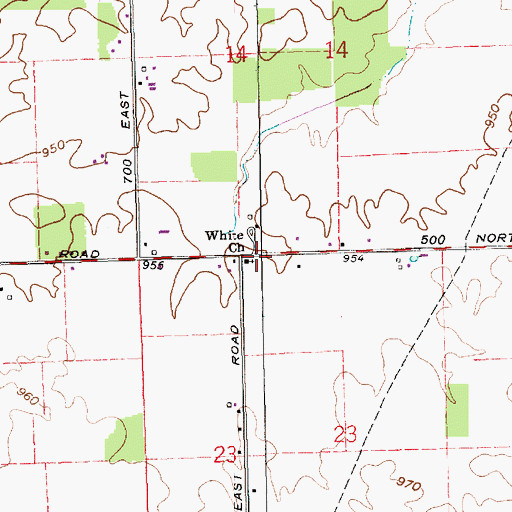 Topographic Map of White Church, IN