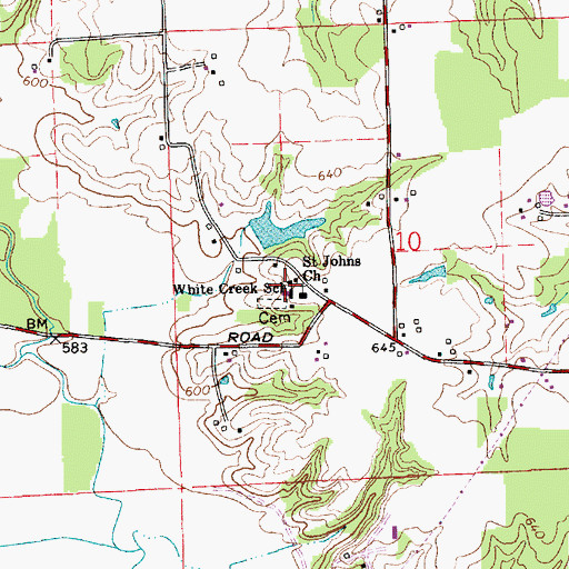 Topographic Map of White Creek Lutheran School, IN