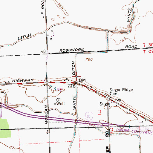 Topographic Map of White Ditch, IN