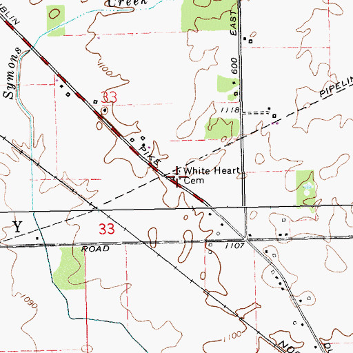 Topographic Map of White Heart Cemetery, IN
