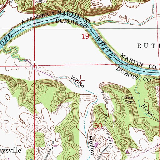 Topographic Map of White Hollow, IN