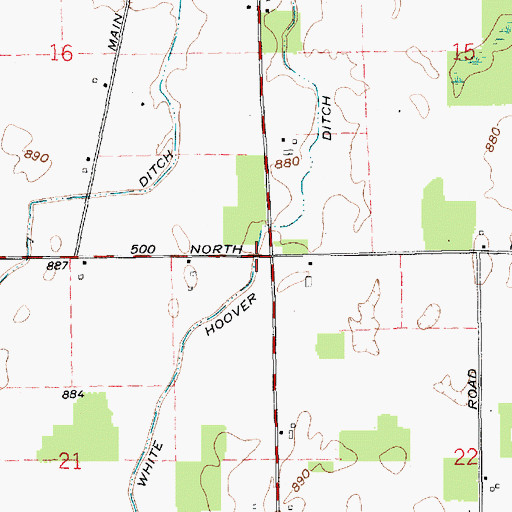 Topographic Map of White Hoover Ditch, IN