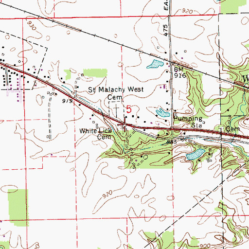 Topographic Map of White Lick Baptist Cemetery, IN