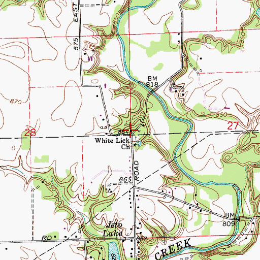 Topographic Map of White Lick Presbyterian Church, IN