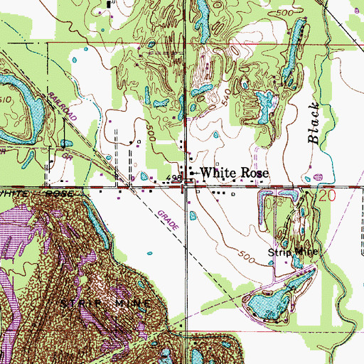 Topographic Map of White Rose, IN