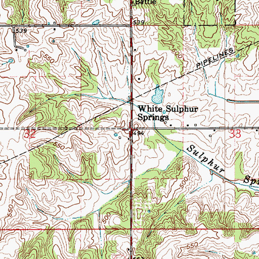 Topographic Map of White Sulphur Springs, IN