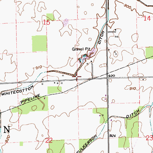 Topographic Map of Whitecotton Ditch, IN