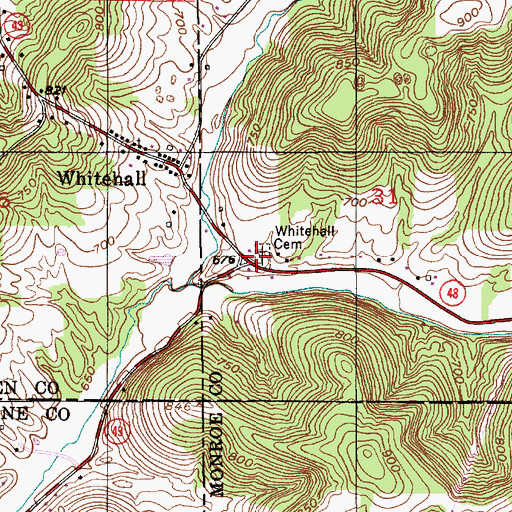 Topographic Map of Whitehall Cemetery, IN