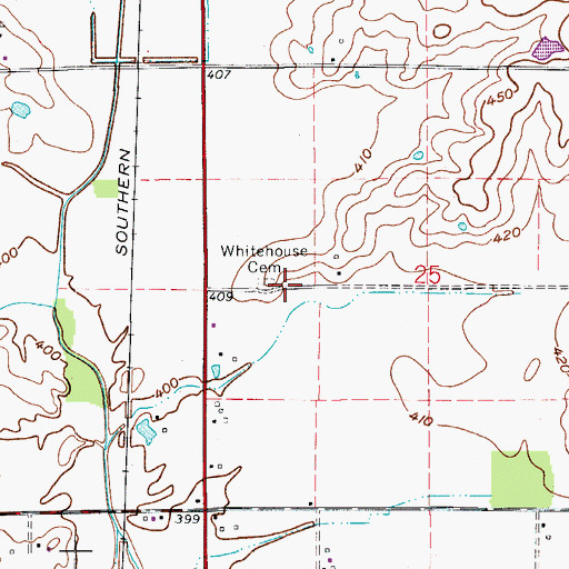 Topographic Map of Whitehouse Cemetery, IN