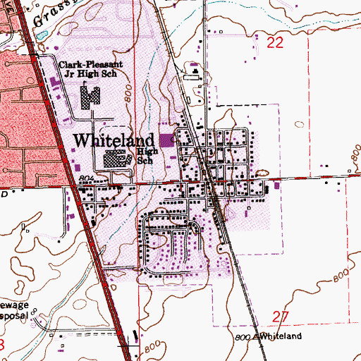 Topographic Map of Whiteland, IN