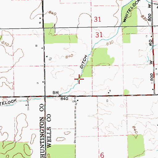 Topographic Map of Whitelock Ditch, IN