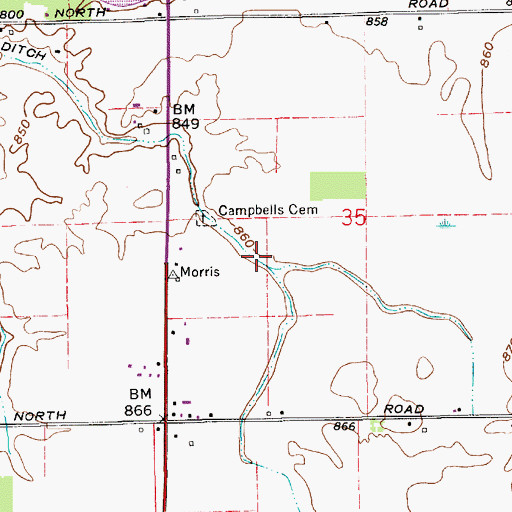 Topographic Map of Whiteman Ditch, IN