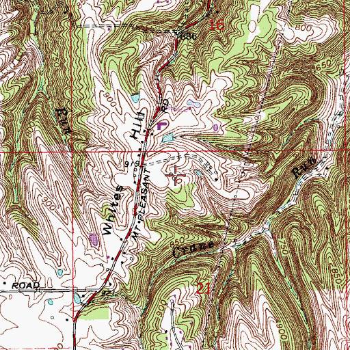 Topographic Map of Whites Hill, IN