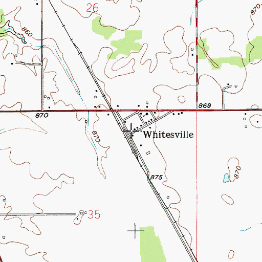 Topographic Map of Whitesville, IN