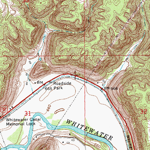 Topographic Map of Whitewater Canal, IN