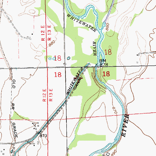 Topographic Map of Whitewater Canal, IN