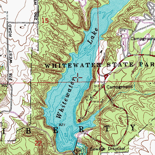 Topographic Map of Whitewater Lake, IN
