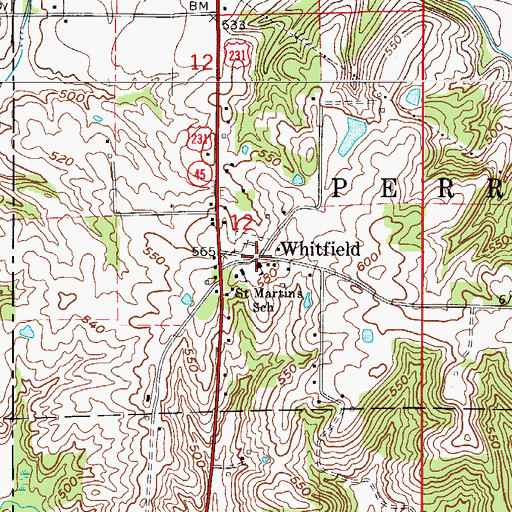 Topographic Map of Whitfield, IN
