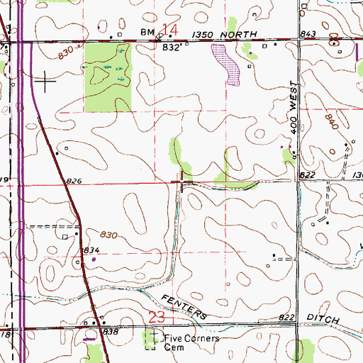 Topographic Map of Whitmore Ditch, IN