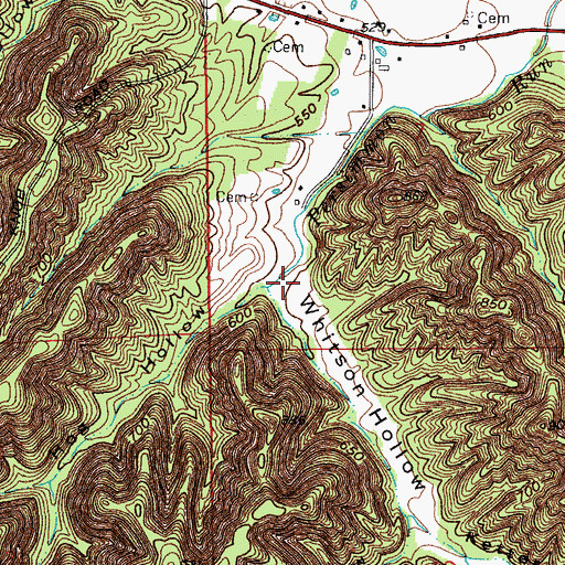 Topographic Map of Whitson Hollow, IN
