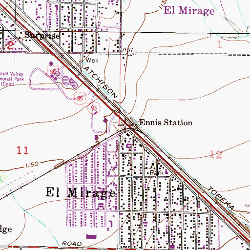 Topographic Map of Ennis Station, AZ