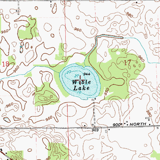Topographic Map of Wible Lake, IN