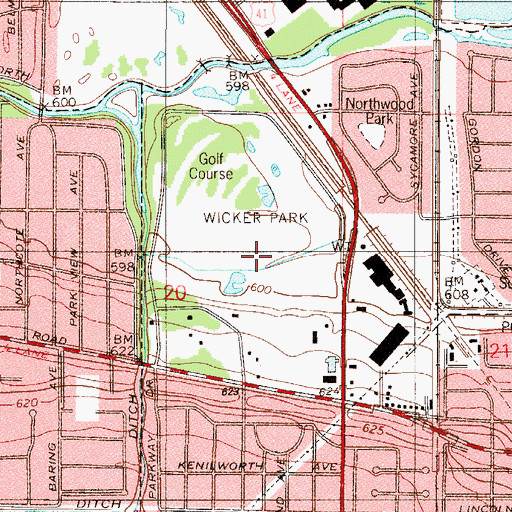 Topographic Map of Wicker Park, IN
